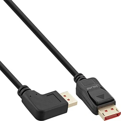 Bild av InLine® DisplayPort 1.4 kabel, 8K4K, vänster vinklad, svart/guld, 2 m
