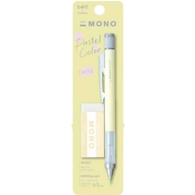 Bild av Tombow MONO graph och suddgummi, 0,5 mm, krämgul, precision med 4 mm spets, innovativ skakningsmekanism, stabilare mässingtång, påfyllningsbar, inkl. suddgummi [SH MG54 PE04A]