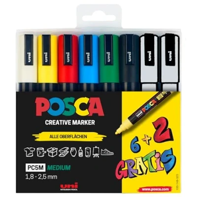 Bild av FABER CASTELL Posca Creative Marker 186826 Markör, Flerfärgad, 8 stycken