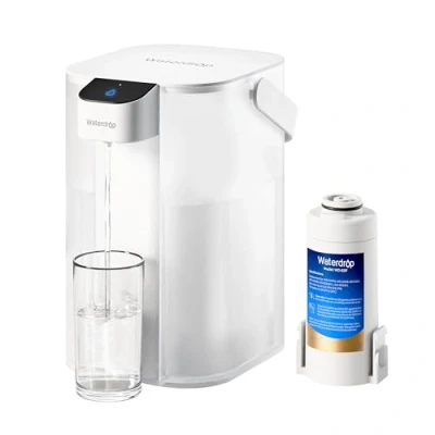 Bild av Vattendroppe elektriskt vattenfilter kanna, uppladdningsbar 200 gallon vattendispenser, omedelbart 15 koppars bänkskivsystem, NSF/ANSI 401 &amp; 53 42 372, minska PFAS, bly, klor, vit, inte TDS