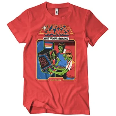 Bild av Steven Rhodes Officiellt licensierad Video Games Rot Your Brains Herr T shirt (Röd), Medium