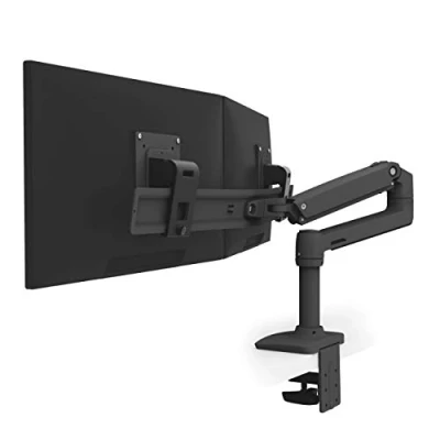 Bild av LX Dual Direct monitorarm i svart bildskärm bordshållare med patenterad CF teknik för 2 skärmar upp till 27 tum, 33 cm höjdjustering, VESA standard och 10 års garanti