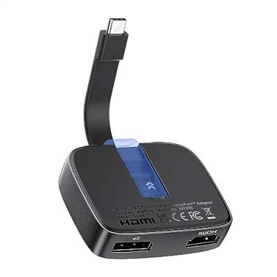 Bild av Cable Matters Kabelfrågor bärbar 8K eller Dual 4K 60Hz USB C till HDMI och DisplayPort adapter Thunderbolt 4 kompatibel med DELL XPS, Surface Pro, MacBook