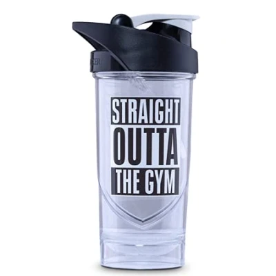 Bild av Shieldmixer Hero Pro Classic Shaker Straight Out Of The Gym BPA fri gymtillbehör proteinskakare fitnessvattenflaska vit 700 ml