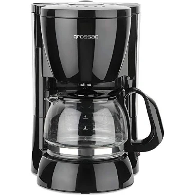Bild av grossag Filterkaffemaskin med glaskanna KA 12,17 0,6 liter för 4 koppar kaffe 600 watt svart rostfritt stål