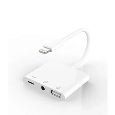 Bild av för Apple certifierad adapter iPhone hörlurar 3,5 mm AUX ljuduttag och laddningsförlängare, dongel hörlurar, Lightning hane till USB hona OTG kabel, kameraminne, anslutningskit splitter