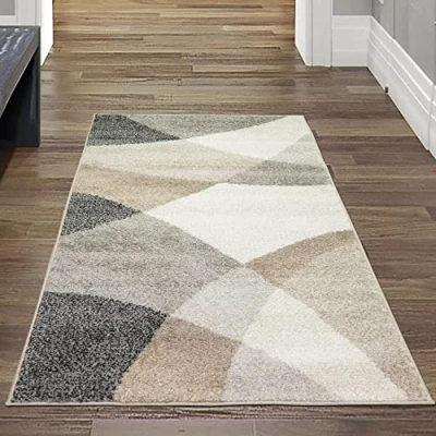 Bild av Teppich Traum Modern sängmatta i behagliga färger, för sovrummet, allergivänlig, abstrakt mönster, grå och beige, 80 x 140 cm