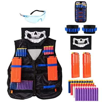Bild av Locisne taktisk väst jacka set för leksakspistol N Strike elitserie (W/40 skum dartar skyddsglasögon ansiktsmask 2 reload clips armband + dart väska)
