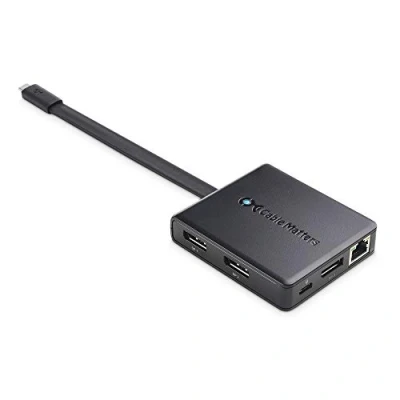 Bild av Cable Matters Triple Monitor USB C Hub (USB Dock) med 3x DisplayPort, A och C, Gigabit Ethernet 100W laddning Thunderbolt 3 4 Port Kompatibel för Windows