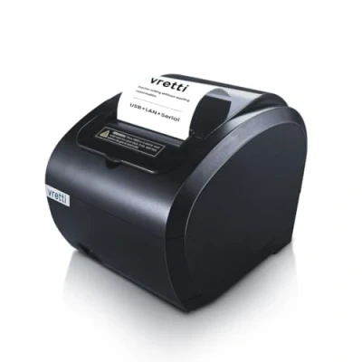 Bild av vretti Termisk skrivare, bonskrivare, 80 mm, termoetikettskrivare med USB Serial LAN port stormarknad kök POS skrivare ESC/POS kommandostöd