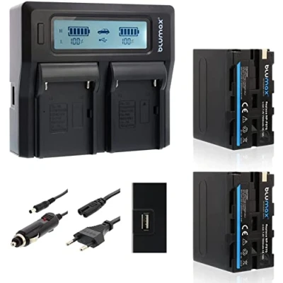 Bild av Blumax 65228+65234 dubbla uppsättningar, 2x Akku + LCD Dual Ladegerät