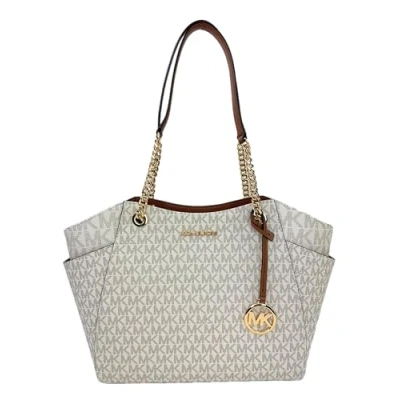 Bild av Michael Kors Jet Set Resa, Vit, Vanilj, Large, Stor rektangulär plåtskylt 12 x 16