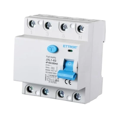 Bild av A2ZWORLD Ren Differentialbrytare, 4P 300mA 6kA 415VAC, Differentialsparare, Upptar 4 moduler DIN, RCCB C40 40A