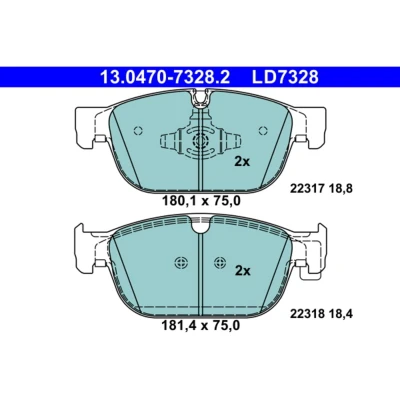 Bild av ATE 13.0470 7328.2 Jeu de plaquettes frein préparé pour indicateur d&#039;usure, contact signal d&#039;usure exclu VOLVO: XC60 II, XC40, XC90 II