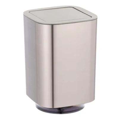 Bild av WENKO Svänglockshink Auron silver kosmetikhink med svänglock, badrumshink kapacitet: 5,5 l, plast, 17,2 x 25,5 cm,
