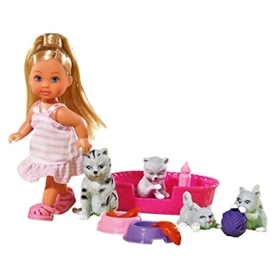 Bild av Simba 105734191 Evi LOVE Djurvänner Modedockan med 4 djur och Tillbehör, 12 cm, Från 3 år