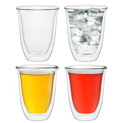 Bild av Creano dubbelväggiga glas 250 ml &quot;DG V&quot;, set om 4, stort termoglas med dubbla väggar av borosilikatglas, kaffeglas, teglas, lattglas, väggglas