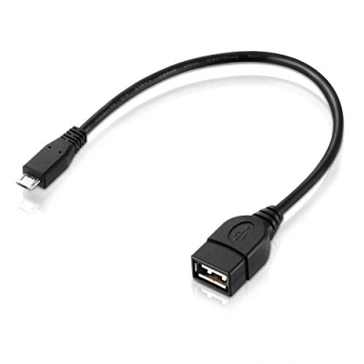 Bild av conecto OTG kabel, Micro USB B till A kontakt, guldpläterad 20 cm, svart