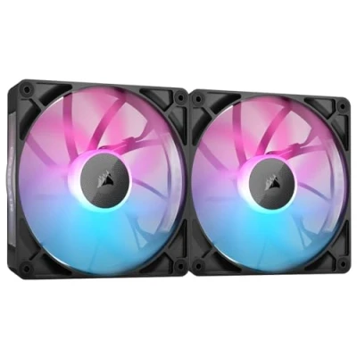 Bild av CORSAIR iCUE LINK RX140 RGB 140 mm PWM Fläktar med System Hub Magnetiskt Kupollager Dubbla Paket Svart
