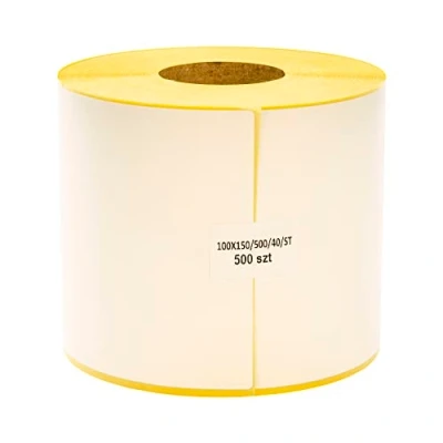Bild av MDlabels vita termoetiketter på rulle 100 x 150 mm 500 stycken hylsa 40 permanent självhäftande, fraktetiketter,