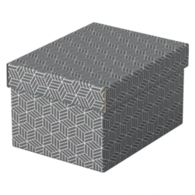 Bild av Esselte Liten förvaring och presentförpackning med lock, 3 pack, hem/kontorsförvaring presentförpackning, 100 % återvunnen kartong, återvinningsbar, geometrisk design, grå, 628281