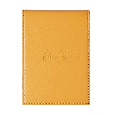Bild av Rhodia 118118C Anteckningsblock N11 (med skyddsfodral konstläder, 8,4 cm x 11,5 cm, premium velinpapper 80 g, elfenben, ark, rutig) 1 set, orange