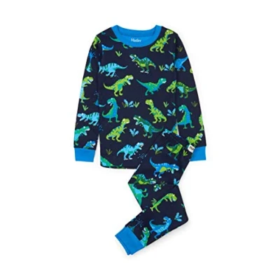 Bild av Hatley pojkar ekologisk bomull långärmad tryckt pyjamas set, Sharptooth Rex, 6 år