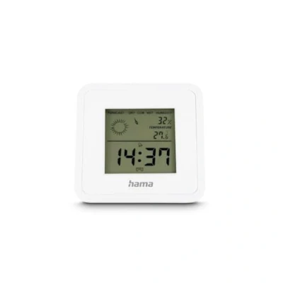 Bild av Hama Digital inomhustermometer/hygrometer (&quot;Borneo&quot;, mäter temperatur, luftfuktighet, tid, larmupprepning, inomhusklimat) vit