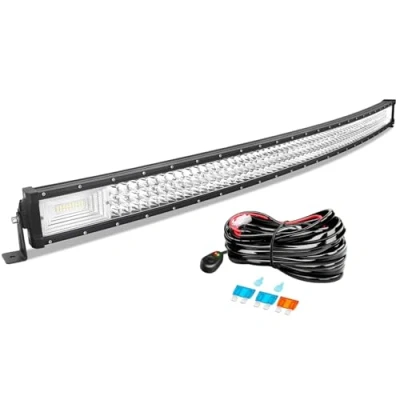 Bild av AUXTINGS 52 tum 132cm 675W böjd trippelrad 7D Led arbetsbelysning Spot Flood Beam DC 12V 24V 6000k terrängfordon 4x4 atv