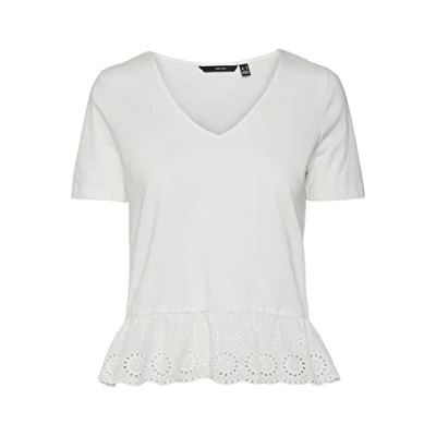 Bild av VERO MODA Dam VMEMILY SS Peplum V hals JRS topp, Snövit, XS, XS