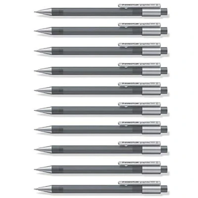 Bild av Staedtler 777 05 8 Druckbleistift graphite gefüllt mit B Minen, Minendurchmesser 0,5 mm, Schaftfarbe: grau, 10 Stück im Kartonetui