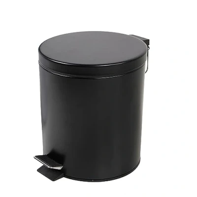 Bild av Rostfritt stål Pedalhink 5 liter svart metall kosmetikväska i tidlös design soptunna liten med avtagbar inre hink för badrum kök