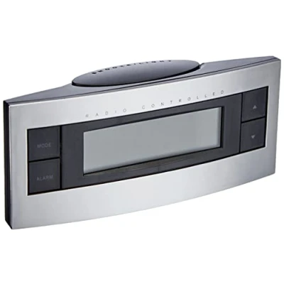 Bild av TFA Dostmann Digital trådlös väckarklocka, 60 2511, tidszon, manuellt justerbar, tid/veckodag och datum, svart/silver, L 128 x B 43 H 55 mm