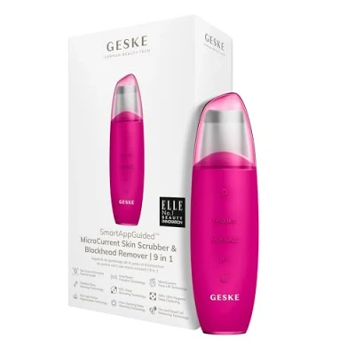 Bild av Geske Microcurrent SKIN Scrubber Blackhead Remover 9 IN 1 Electronic Tools SMARTAPPGUIDED Ansiktsvård tillbehör, Storlek: One Size, Magenta