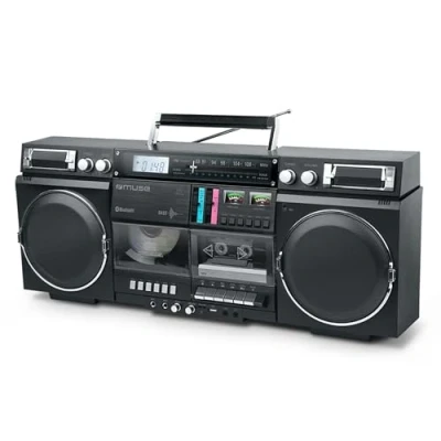Bild av MUSE Bluetooth retro boombox med radio, CD, kassettinspelare, 80 W utgångseffekt, USB, aux, mikro SD kortplats