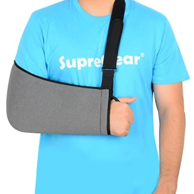 Bild av supregear Arm Sling Shoulder Immobilizer, Justerbart Lättvikts Rotator Cuff Stöd för Axelskada, Brutna och Frakturerade ben Axelarmbågsstöd Vänster/Höger Arm, Kvinnor Män, Mörkgrå