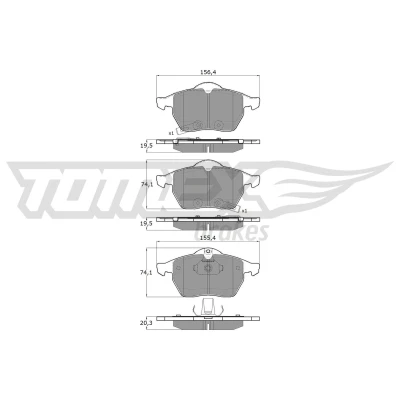 Bild av TOMEX brakes TX 13 57 Jeu de plaquettes frein Essieu avant avec indicateur d&#039;usure SAAB: 9 3 3/5 portes, Cabriolet, 900 II Coupe