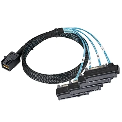 Bild av Twozoh SFF 8643 till 4X 8482, intern mini SAS HD 4 X 29 stift 8482 med 15 polig strömport 12 GB/S kabel 0,5M