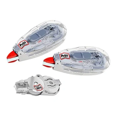 Bild av Pritt Premium korrigeringsrulle Refill Flex, kan skrivas över och fyllas på, flexibel spets, bandlängd 12 m, bandbredd 4,2 mm, ekonomiset med 2 påfyllningsbara rullar 1 påfyllning, 9HPRR4HP1X