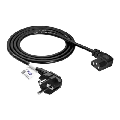 Bild av Akyga AK PC 02C strömkabel för monitor skrivare projektor TV spelkonsol 3 polig vinkel vinklad IEC C13 EU CEE 7/7 1,5 m, kabel kall apparater svart, Cu 100% koppar, x 0,75 mm2 HQ