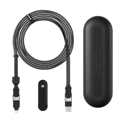 Bild av Rolling Square InCharge XL 300 cm USB C laddningskabel, Lightning kabel för smartphone, universell kabelladdare 6 i 1, kontakt, svart, 100 W