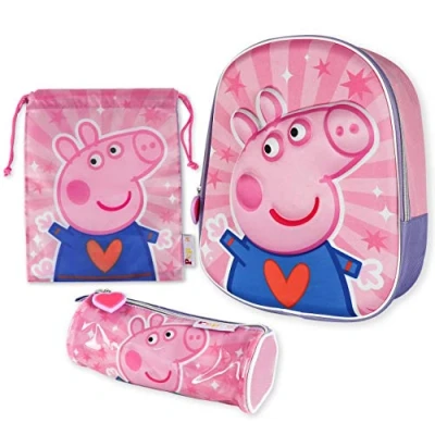 Bild av BONNYCO Zaino Scuola Elementare Bimbo 3D, Zainetto Asilo Bambino e Astuccio Bambina da 3 Anni Pacchetto di