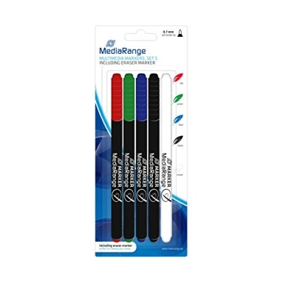 Bild av MediaRange multimedia markeringssats, med raderpenna, 5 pack