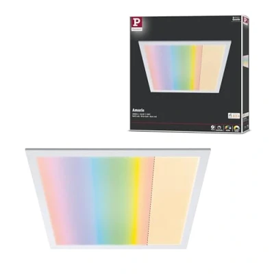 Bild av Paulmann 79809 LED Panel Amaris 595x295mm RGBW Smart Home Zigbee vinkel inkl. 1x35 Watt dimbar taklampa vit matt metall vardagsrumslampa 2700 K