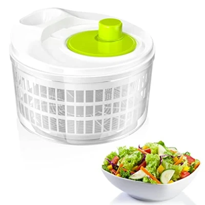 Bild av Newaner salladsslunga med lock, vevdrift och 3 l salladsskål sil, kökshjälp salladstork för tvätt torkning av sallad, grönsaker frukt (22.5 cm x 15 cm)