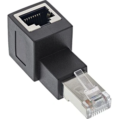 Bild av InLine® Patchkabel adapter Cat.6A, RJ45 kontakt/uttag, 90 vinklad uppåt