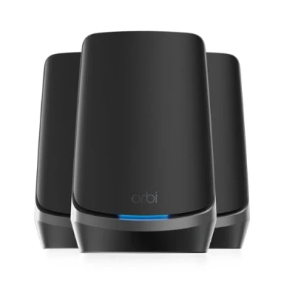 Bild av NETGEAR Orbi WiFi 6E Mesh Quad band WLAN system (RBKE963B) router med 2 satelliter Täckning upp till 600 m² och 200 enheter 10,8 GBit/s (AXE11000) enkel appinstallation
