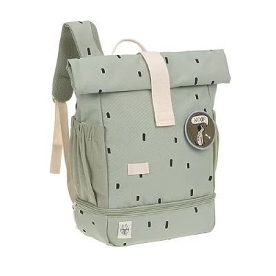 Bild av Casual dagisryggsäck Barnryggsäck rulltopp med bröstbälte vattenavvisande, 11 liter/mini ryggsäck glada tryck oliv, 32,5 cm, bröstrem