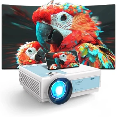 Bild av Staratlas projektor, Full HD 1080P Bluetooth projektor 4K stöd, bärbar miniprojektor, hemmabio, hem/utomhusprojektor, kompatibel med smartphone/HDMI/USB/AV/Fire Stick/PS5 (fig. reaktionär