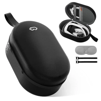 Bild av ProCase Bärväska för Meta Quest 3/Meta 2, Pico 4/Apple Vision Pro VR Elite Strap batteriversion/Kiwi Design/BOBOVR headset och styrenhetstillbehör svart (endast väska), svart, Flaskkorgar